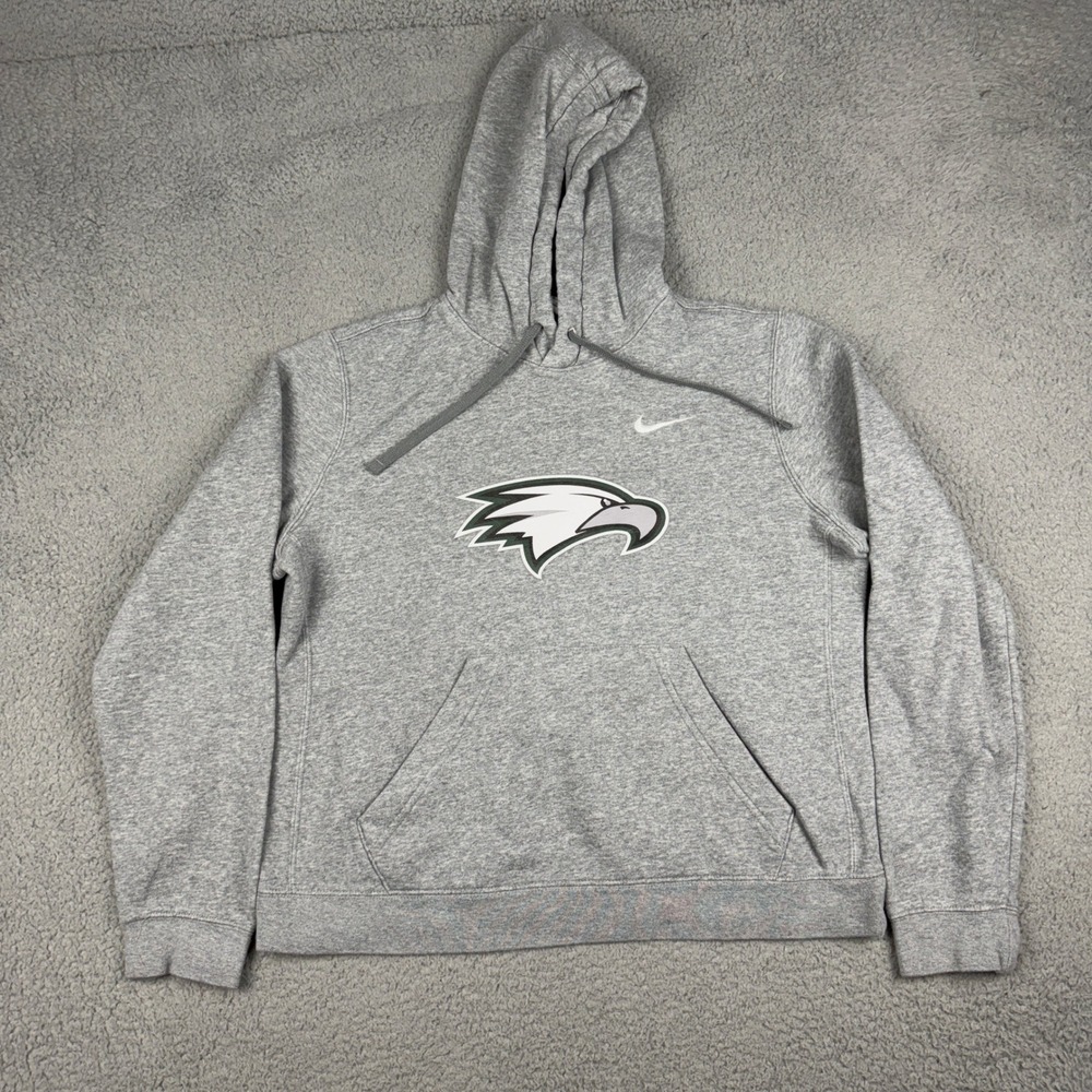 Nike Hoodie Womens Medium Gray Eagle Graphic Pullover Fleece Sweatshirt